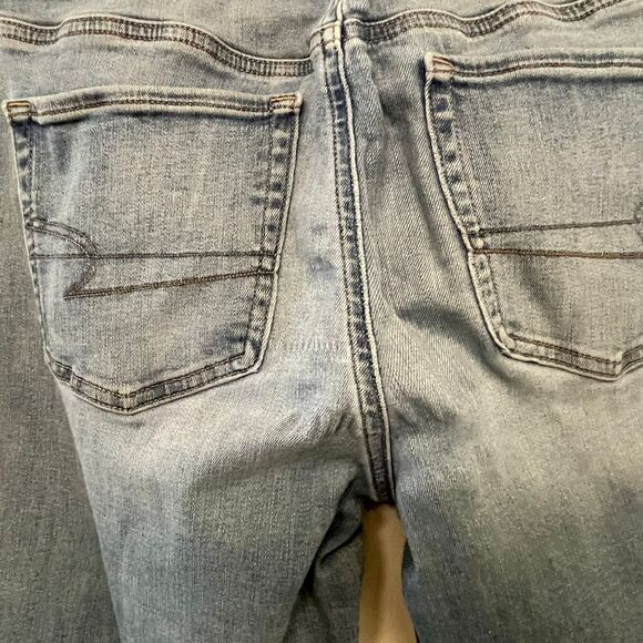 American Eagle Women's Stretch Blue Wide Leg Denim Jeans US 8 - Picture 8 of 10